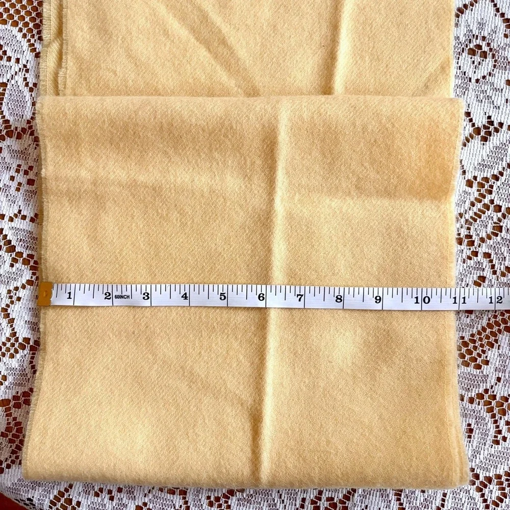 Vintage Lambswool Scotland 100% Pure New Wool Scarf Butter Yellow Fringe Classic
